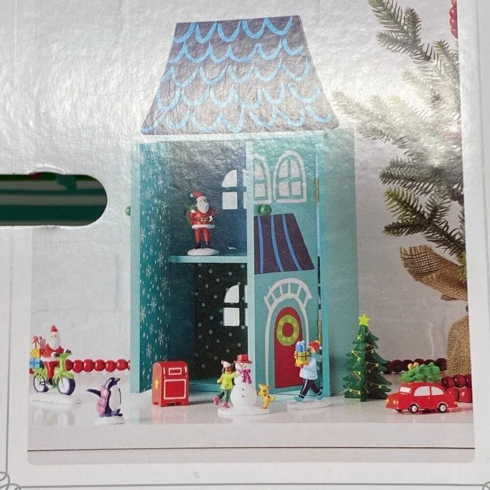 Target 9pc Wood House with Santa and Friends Christmas Figurine Set - Wondershop